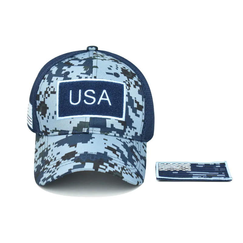 Men’s Tactical Mesh Trucker Hat, Camouflage Outdoor Baseball Cap with Removable Embroidered Patch, Adjustable Snap‑Back Sun Hat
