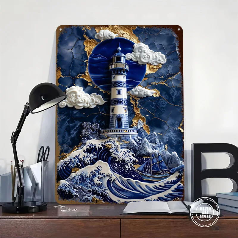 Porcelain Hope At Sea Art Poster Retro 3D Printed Metal Signs Customized Wall Hanging Gift for Interior Accessories Decor Room