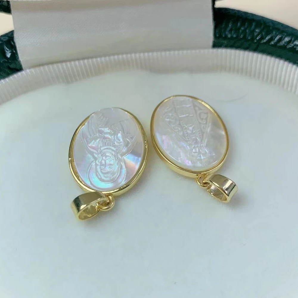 Madreperla Shell medaglia ovale gesù religioso sacro cuore ciondoli vergini Charms per gioielli che fanno accessori per collana