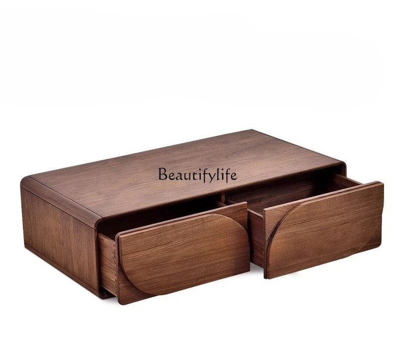 

North American Black Walnut Wood Coffee Table Solid Wood Living Room Household Small Apartment Storage Side Cabinet