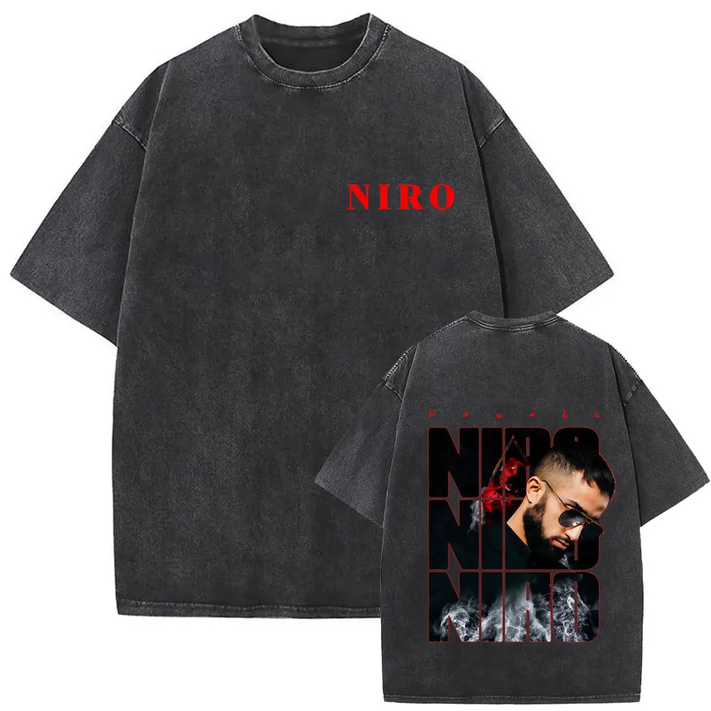 

Rapper Niro OX7 Graphic Washed T-shirt Summer Men Women Hip Hop Fashion Pop Music Streetwear Male Vintage Casual T Shirts Tops