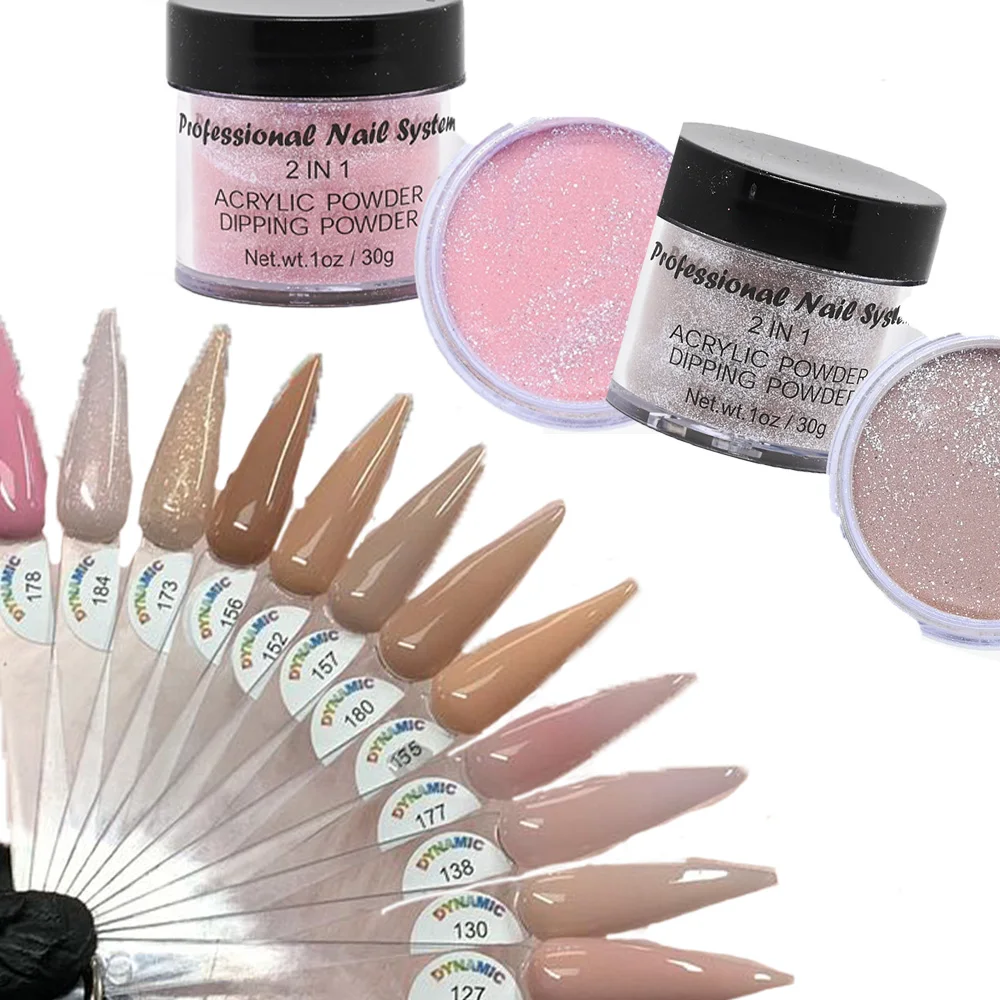 Polvo acrílico y de inmersión colorido, purpurina para extensión de uñas, decoración para tallado de uñas, 1 onza