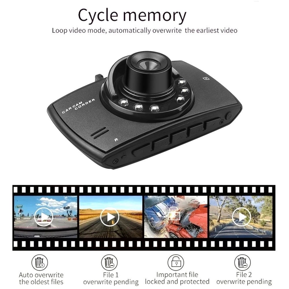 Car Dash Camera 90 Degree Wide Angle Car Camera Driving Recorder Night Vision For Driving Recording Car Detector