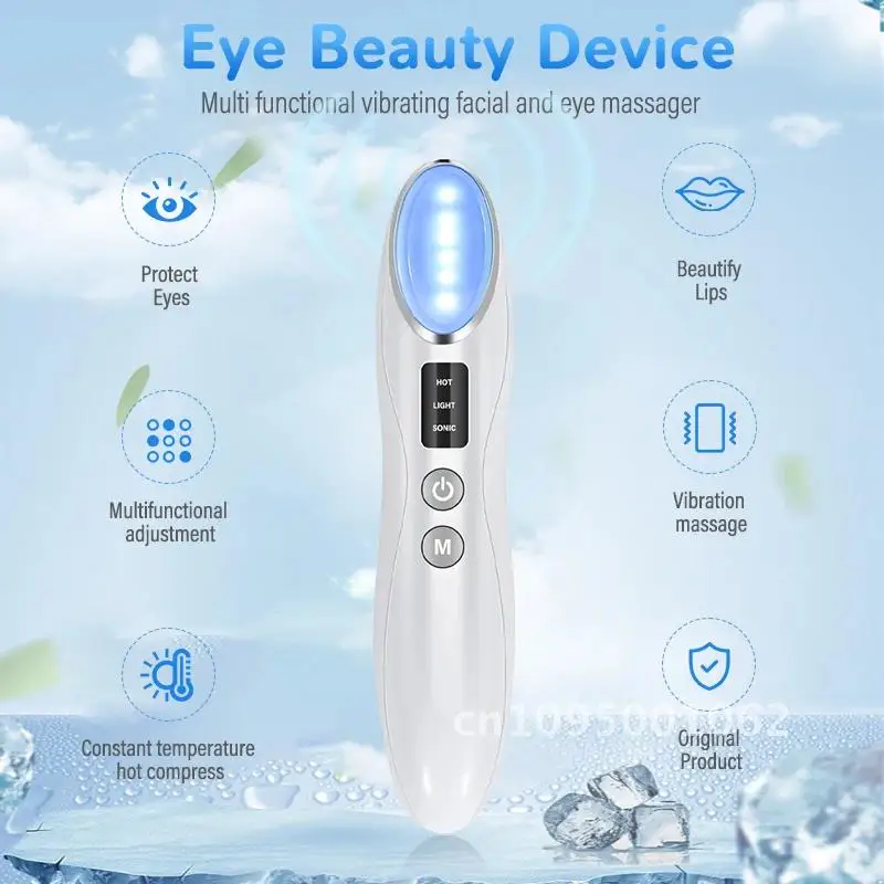 Electric Eye Massager Pen LED Photon Therapy Vibration Heated Skin Anti-aging Care Dark Wrinkle Device Circle Removal Puffiness