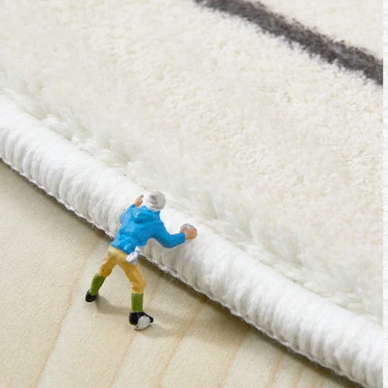 French Style Carpets for Living Room Black White Minimalist Plush Carpet Fluffy Soft Bedroom Decor Thicken Rug Luxury Lounge Mat