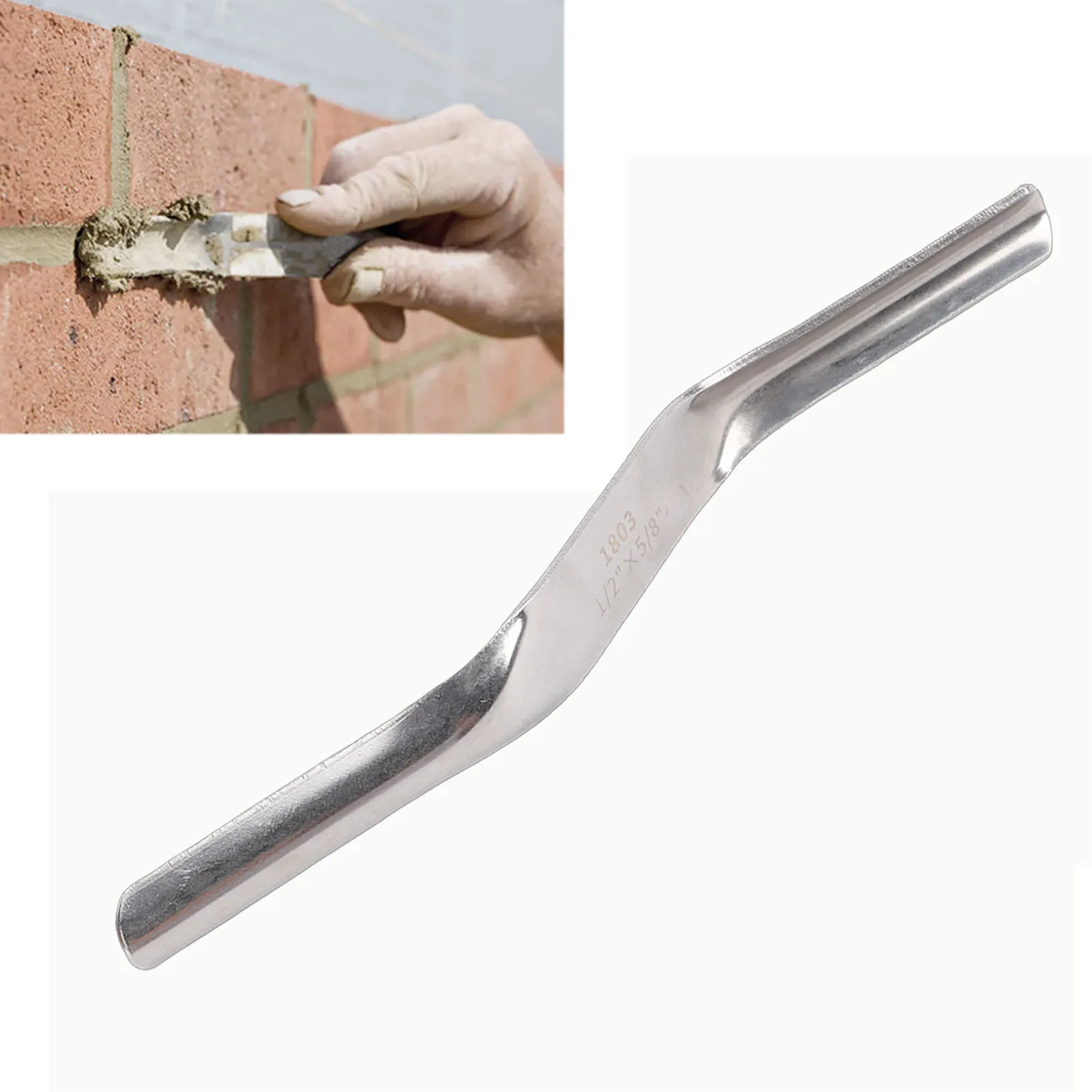 Brick Jointer Tool 1/2 5/8 Inch Stainless Steel Double Ended Tile Joint Finishing Tool for Brickwork and Grouting