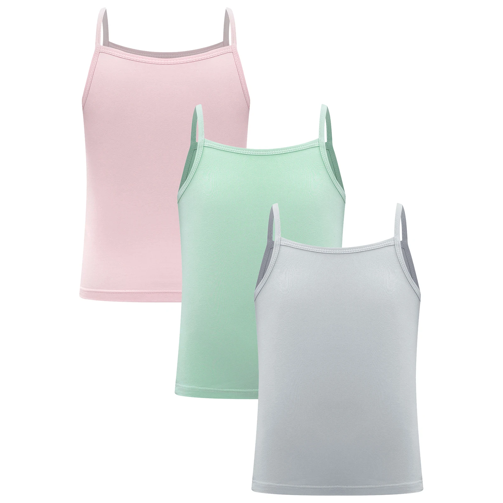 

3Pcs/Set Kids Girls Cotton Vest Casual Spaghetti Strap Solid Color Sleeveless Camisole Dance Tank Tops Lightweight Underwear