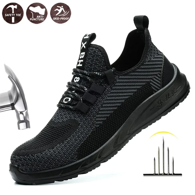 

Неразрушимая защитная обувь со стальным носком, защитная защитная обувь, мужская легкая дышащая строительная защитная обувь