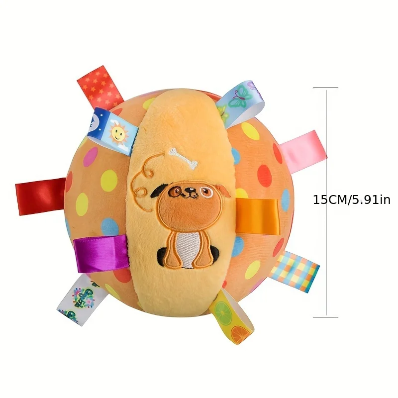 Hochet en peluche avec son de ruban pour bébé, cloches intégrées, poignée souple, UNIS issement visuel, cadeau de vacances parfait pour bébé, 1 pièce