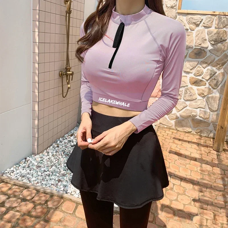 

Diving Suit Women's Split Swimsuit Conservative Slimming Long Sleeved Sunscreen Quick Drying Surfing Suit Beach Hot Spring