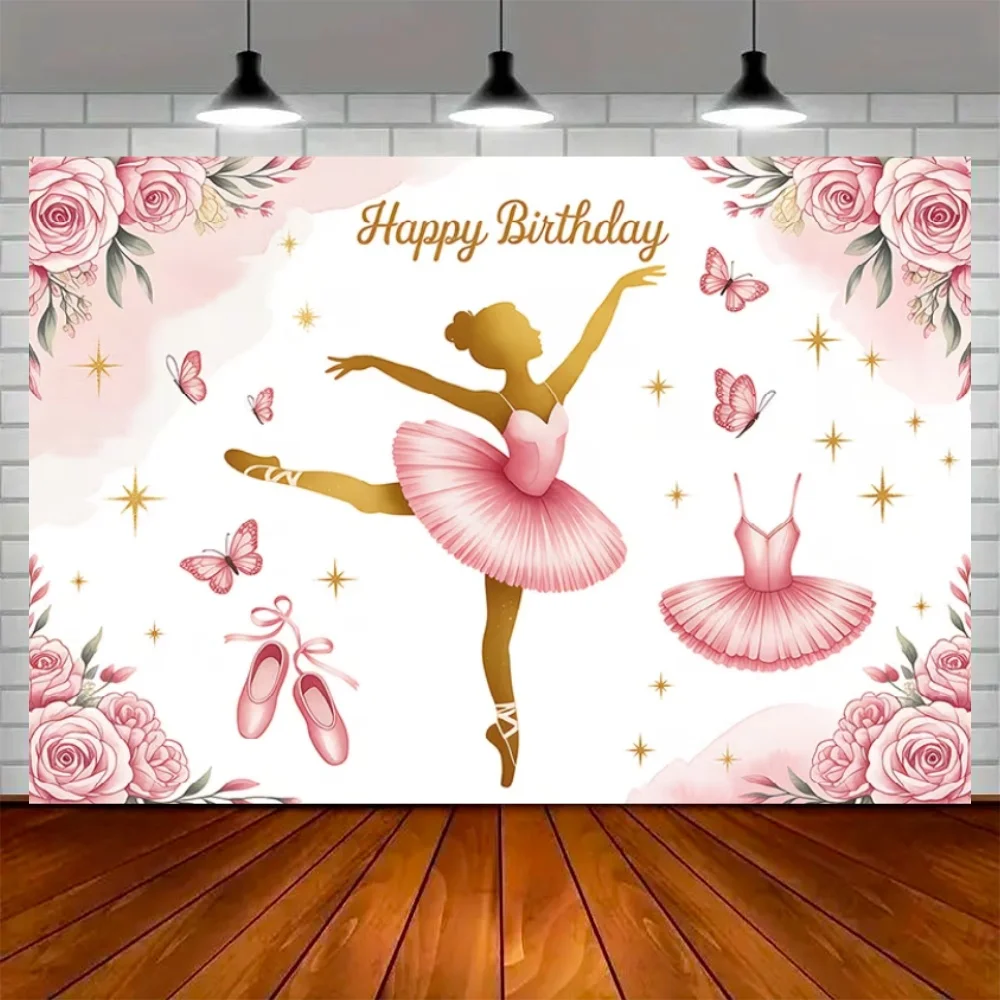 Elegant Ballet Princess Theme Backdrop Ballet Skirt Swan Lake Girl Birthday Party Decoration Background Supplies Banner Props - view 4