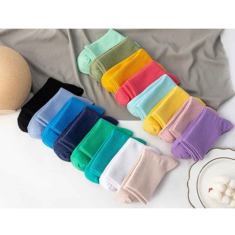 Bild 4: Frauen Socken 100 Baumwolle Mode Trend Einfarbig frauen Socken Reine Baumwolle Frau Socken Glücklich Mädchen Socken Kurze Crew ankle Socken