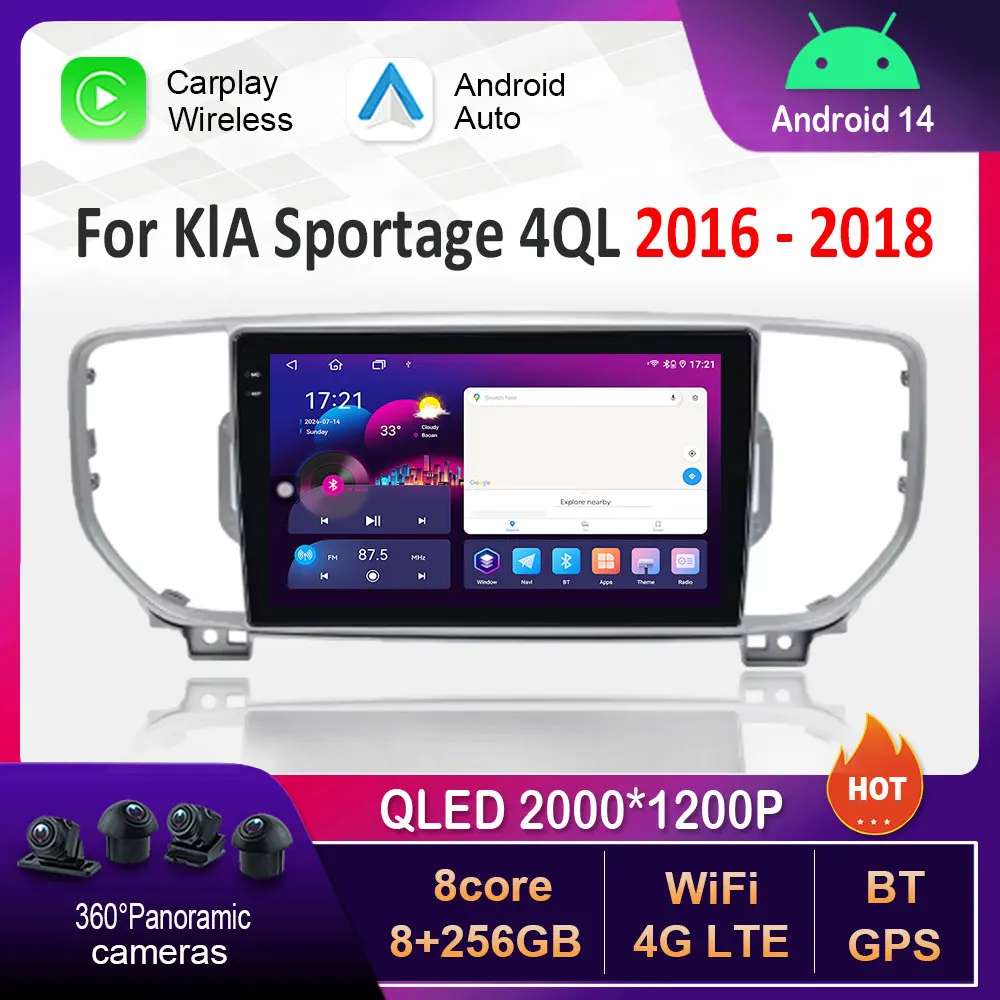

Car Radio Multimedia Player Android 14 System for KlA Sportage 4QL 2016 - 2018 4G Split Screen GPS Navi WiFi BT Head Unit