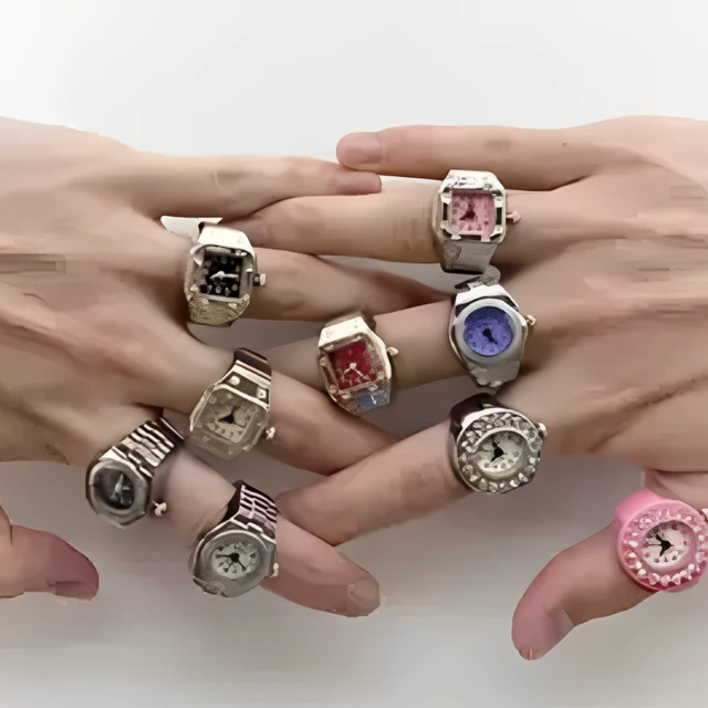 Jam tangan cincin kreatif antik jam tangan cincin jari Quartz elastis keren baja perak mewah jam tangan pasangan Reloj Mujer Montre Zegarek AliExpress