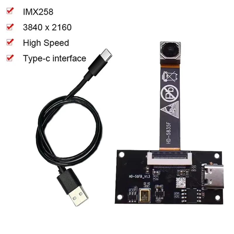 

CMOS IMX258 4K 12MP HD High Speed Type-C USB3.0 Camera Module Auto Focus 30FPS With Mic MJPEG UVC OTG For Drones And Robots