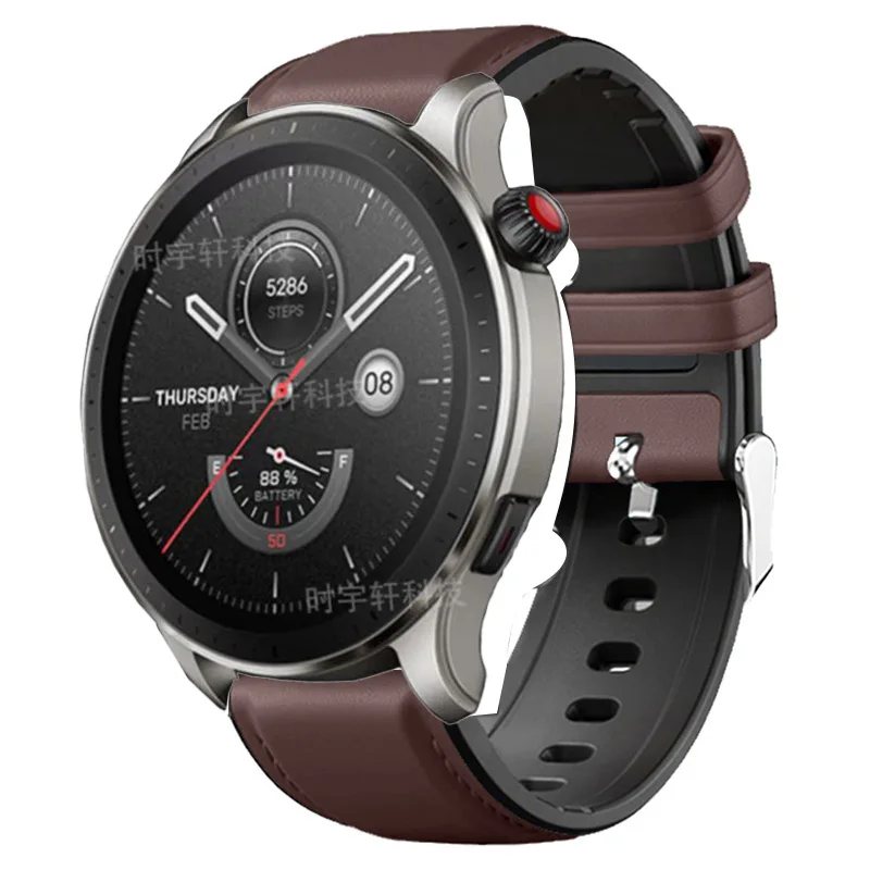 22 مللي متر سيليكون جلدية حزام (استيك) ساعة ل Huami Amazfit GTR 4/3/2/2e/47 مللي متر/تيرة/ستراتوس 3 2 حزام سوار GTR4 GTR3 برو مربط الساعة