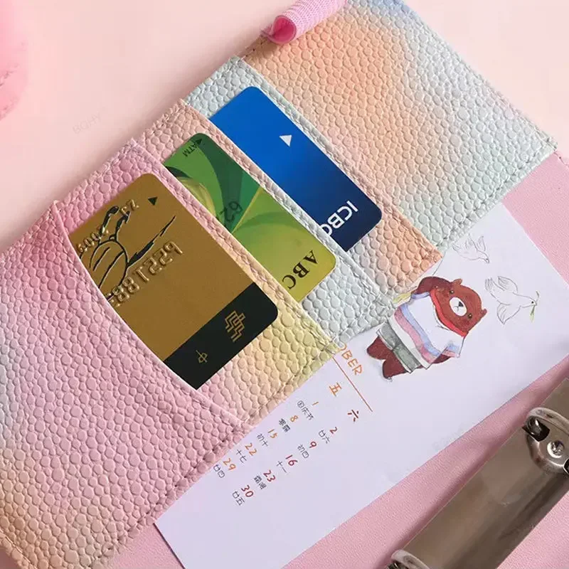 A7 Binder Budget Pu Leather Zipper Money Saving Envelope Flip Planner Notebook Cover Folder Agenda Stationery Supplies Organizer