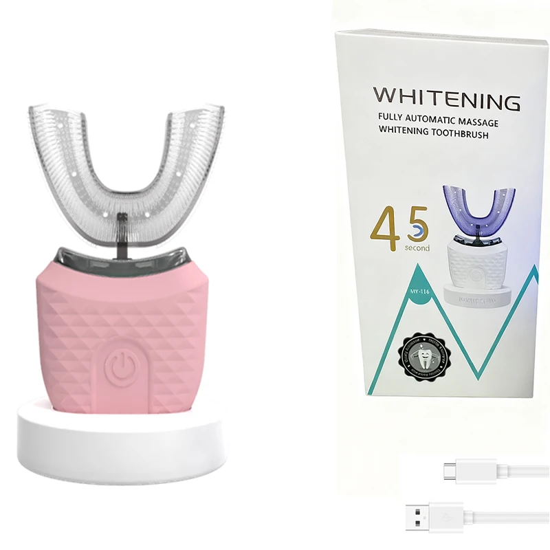 

The rechargeable U-shaped travel electric toothbrush is a portable upright toothbrush designed for easy oral hygiene