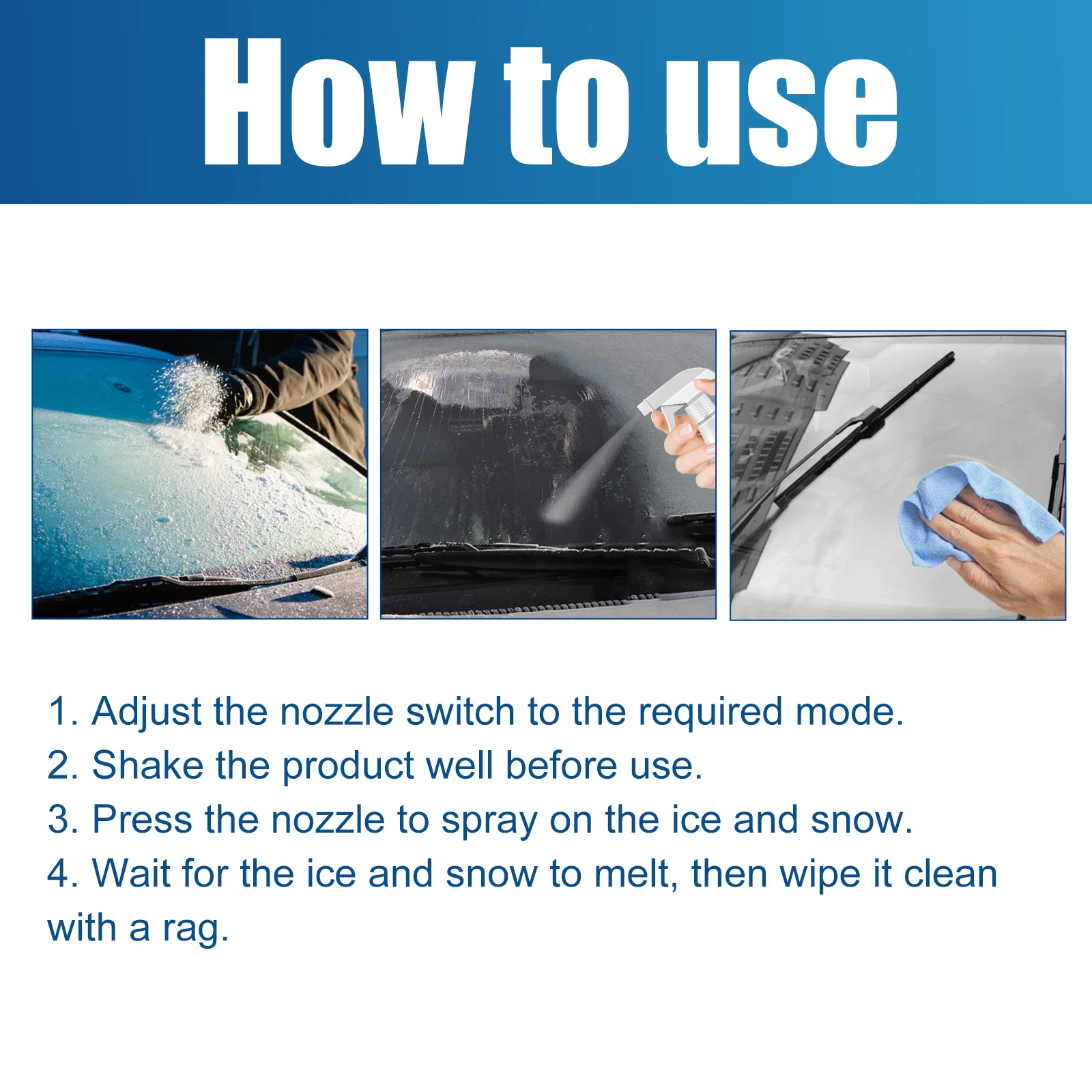 Car De Icer Spray Rapid Melt Ice Snow Defrost Anti Frost Anti Slip Windshield Window Lock Clean Winter Auto Snow Melting Spray - view 5