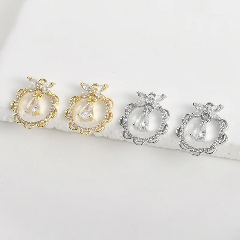 

Медный кулон в форме капли с кружевным краем, покрытый 14-каратным золотом, для рукоделия: браслетов, ожерелий, серег, аксессуаров