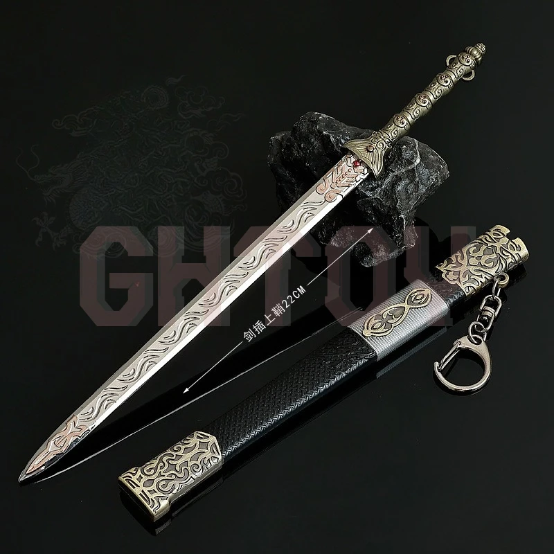 

22cm/8.66in Cold Weapon Models Metal Crafts Ornaments Swords with Sheaths Toy Knives Collections Desktop Displays Birthday Gifts