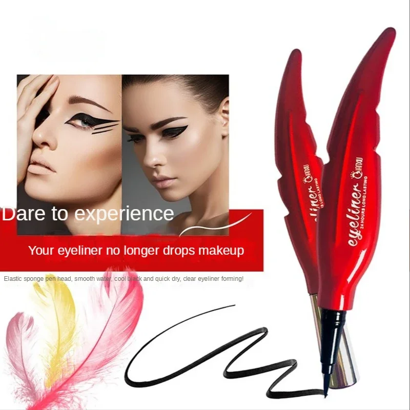 Hot Sale Feather Water Proof Eyeliner Stamp White Eyeliner Liquid Pencil Lasting Beauty Eye Makeup for Women Female Cosmetic