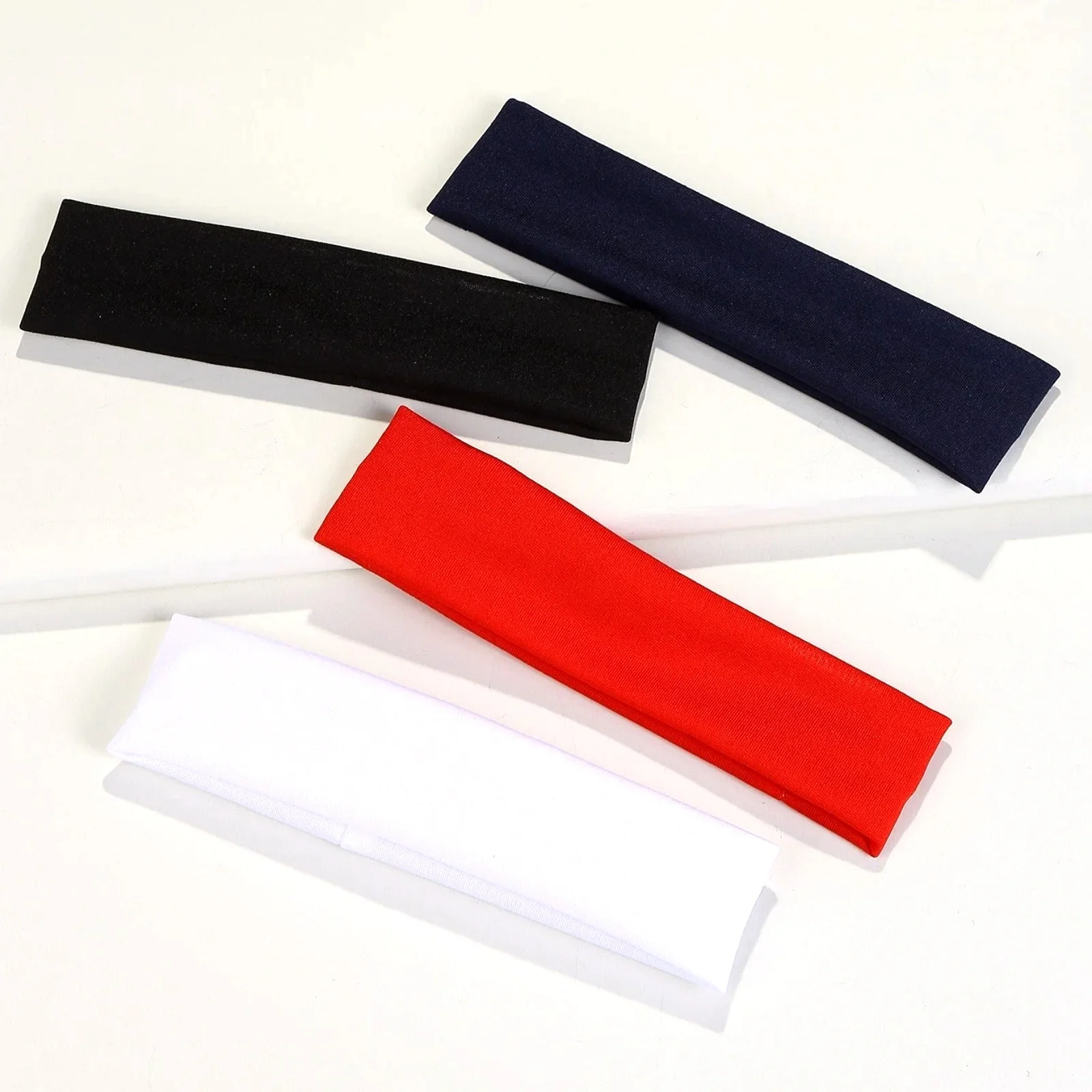 Minimalist Preppy Sweat Wicking Head Wrap 4 Pack Multi-style Solid Color Casual Headscarf Hair Bands Non Slip Sports Headbands for Jogging Yoga