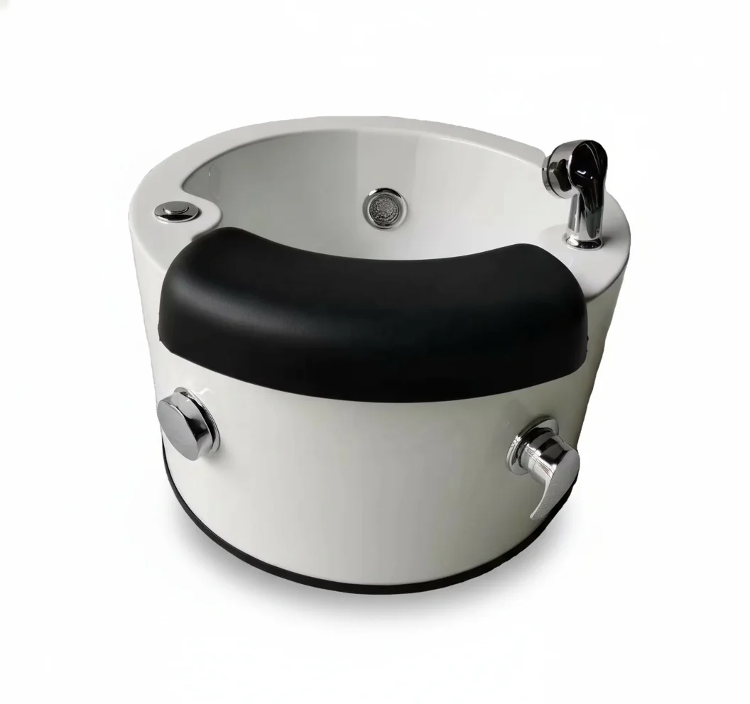 

Premium Acrylic Pedicure Bowl with Whirlpool Massage, Modern Foot Spa Sink, Multicolor LED Lights, Salon Spa Sink with Drain
