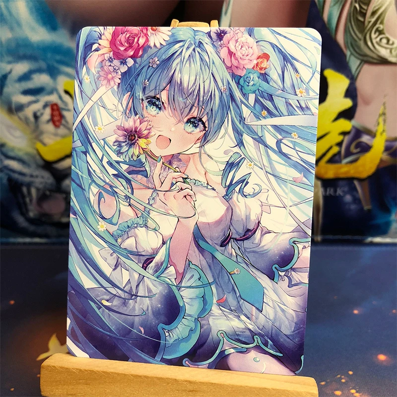 Juego de cartas de colección de personajes de Anime Hatsune Miku, tarjetas Flash de bronce caseras, regalo de cumpleaños y Navidad, 6 unidades por juego