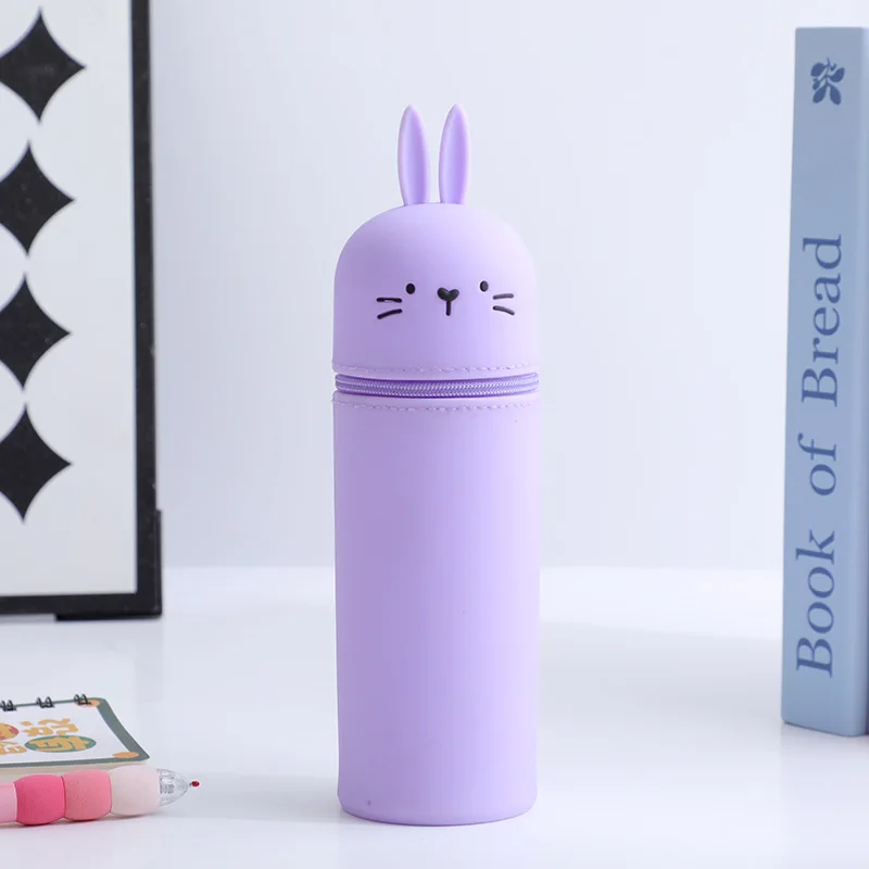 INS Cute Animal Cartoon Bear Pencil Case Soft Creative Pencil Pouch Big Capacity Retractable Stationery Box Student