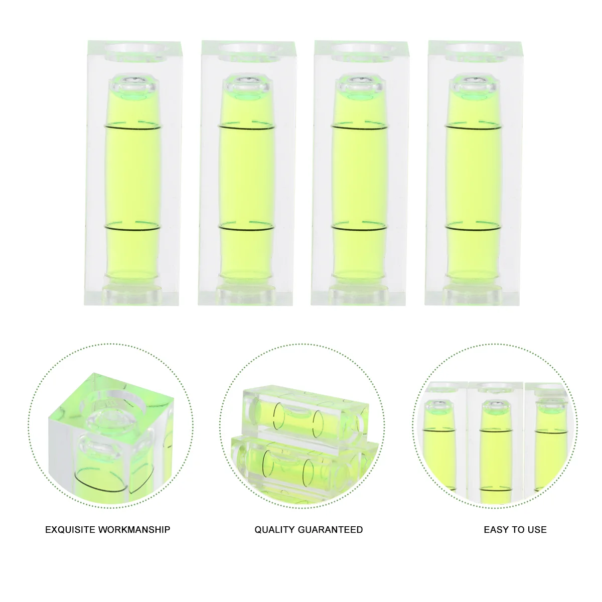 10Pcs Bar Shape Leveler Portable Strip Line Level Mini Bubble Spirit Level for Wood Carvings (Light Green Leveler, Square)