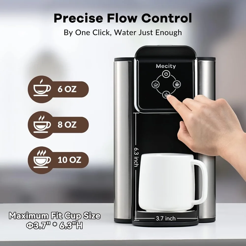 

Coffee Maker 3 in 1 Single Serve Coffee Machine, Compatible with K cup Capsules, Instant Coffee Pot, Tea maker, 6,8,10 Oz Cup