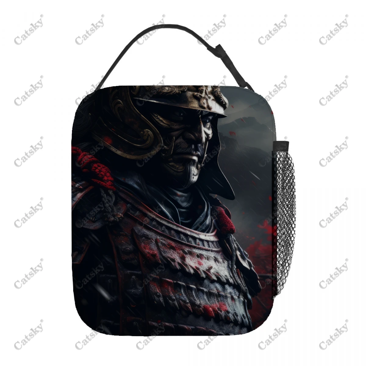 Borsa da pranzo addensata in foglio di alluminio portatile samurai japan borsa da pranzo con motivo stampato con isolamento termico e impermeabile