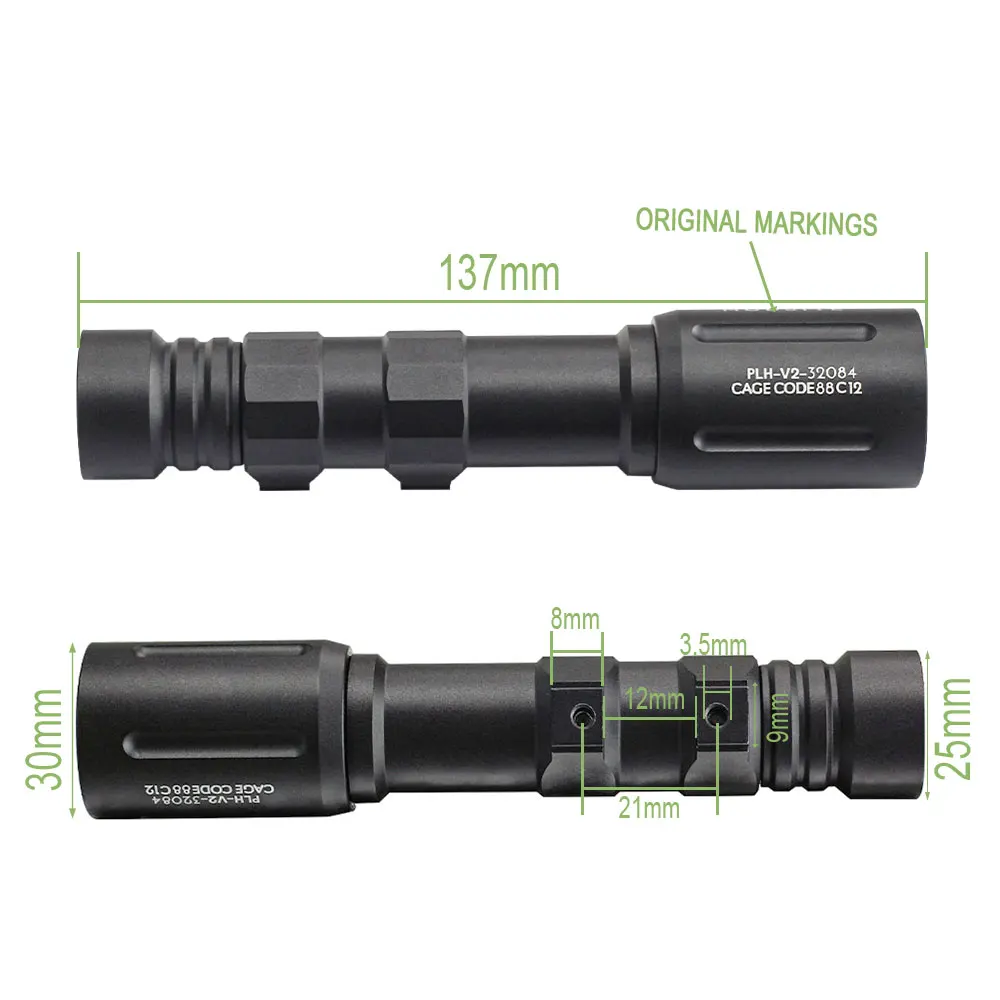 SOTAC Hunting OKW 18650 Scout Light LED Fit 20mm Picatinny Rail Tactical Weapon Flashlight 680 Lumen