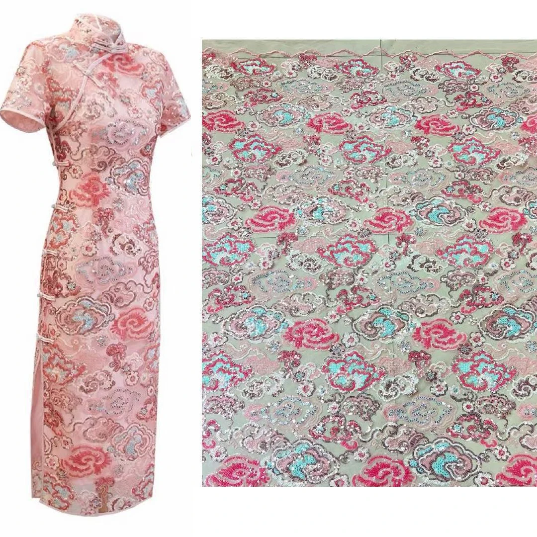 

Tulle Sequin Embroidered Lace Fabric Party Mesh Colored For DIY Dress Clothing