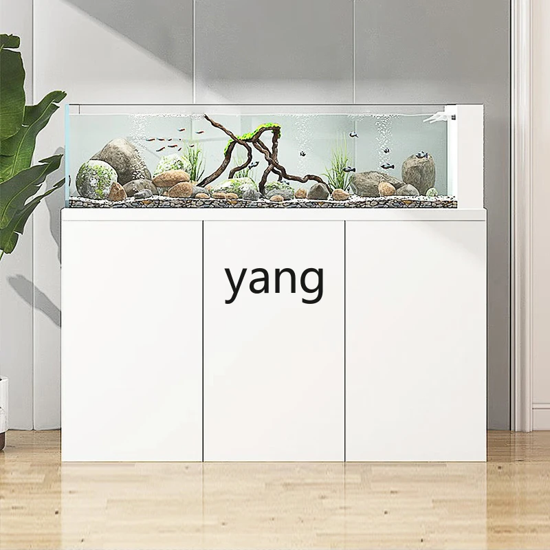 

LH bottom filter integrated ecological glass fish tank next to TV cabinet ultra-white oxygen fish tank