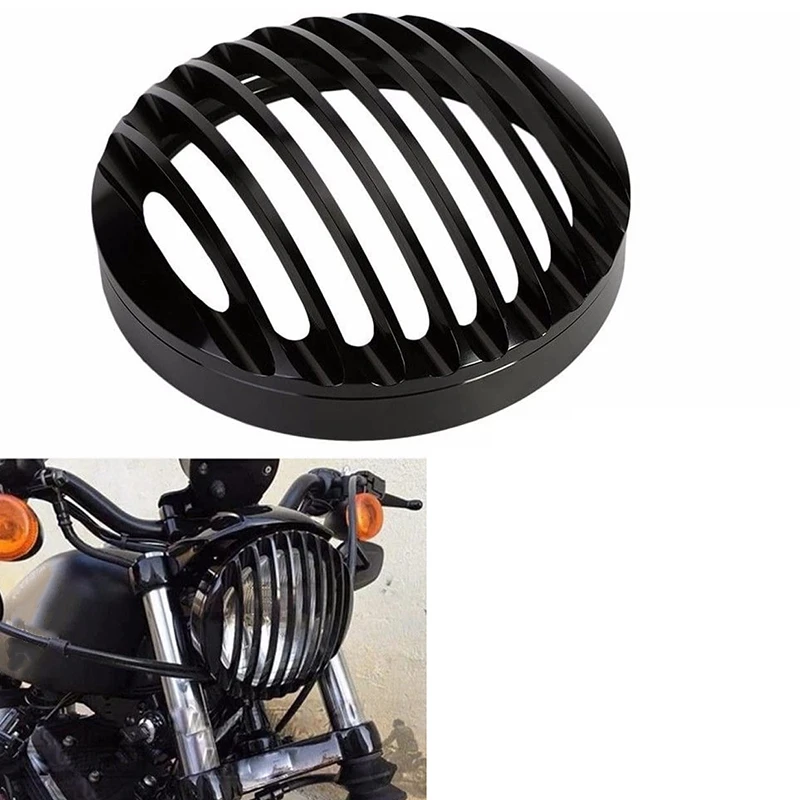 For Sportster XL 883 Iron 1200 04-14 Custom XL1200C 1200 Motorcycle 5 3/4Inch CNC Led Headlight Grill Cover