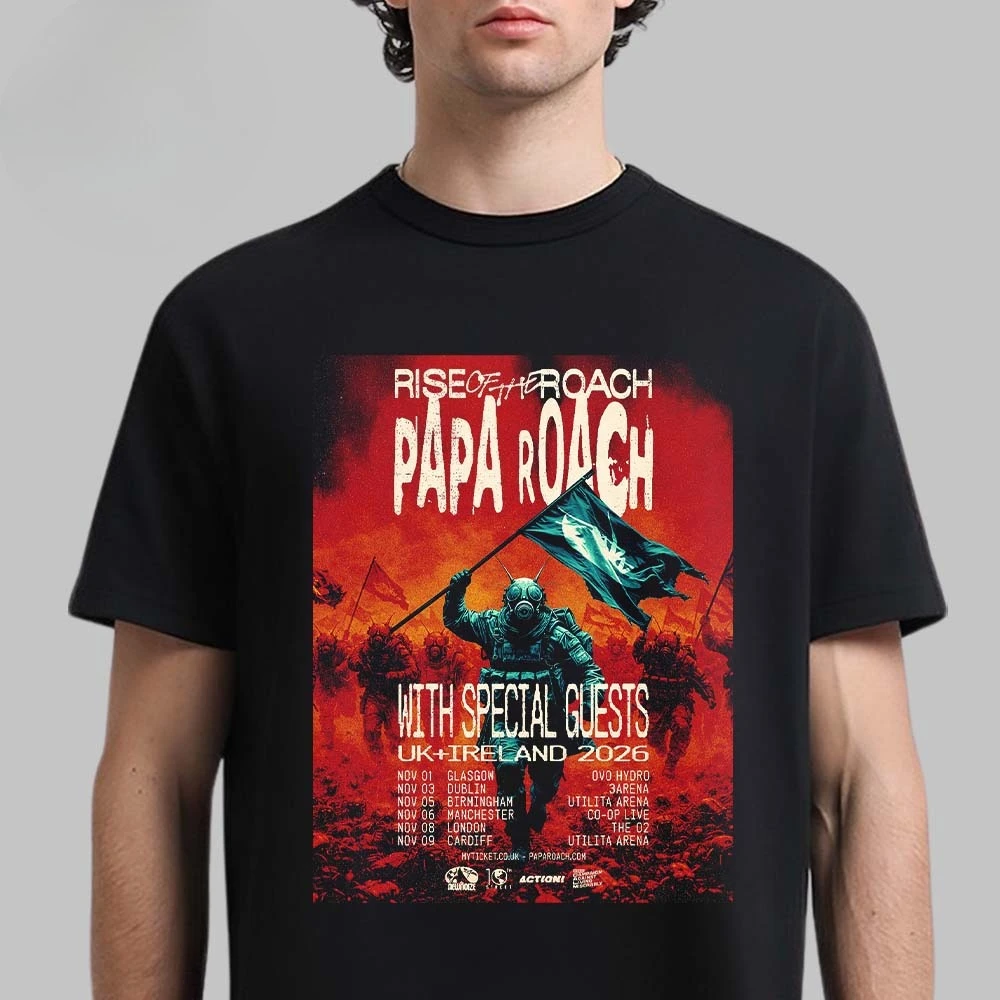 2026 Papa Roach Cotton Band Shirt Unisex Summer Short Sleeve Fashion Brand Tee Luxury Casual Vintage T-shirt