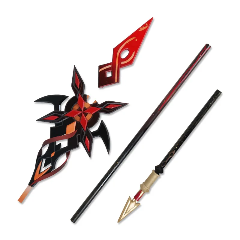 Juego Genshin Impact Arlecchino Crimson Moon's Semblance Spear Scythe The Knave Peru Weapon, accesorios de madera para Cosplay