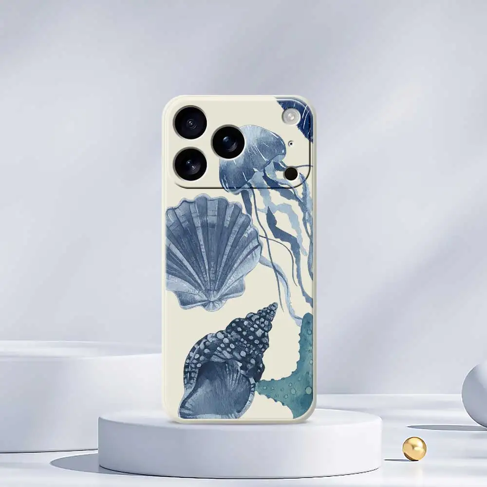 해양 테마 아이폰 케이스 (아이폰 17 프로 맥스, 17 에어, 16, 15, 14 플러스, 13, 12, 11 프로 맥스, XS 맥스, XR, 7, 8 플러스, 16E) 실리콘 소프트 커버