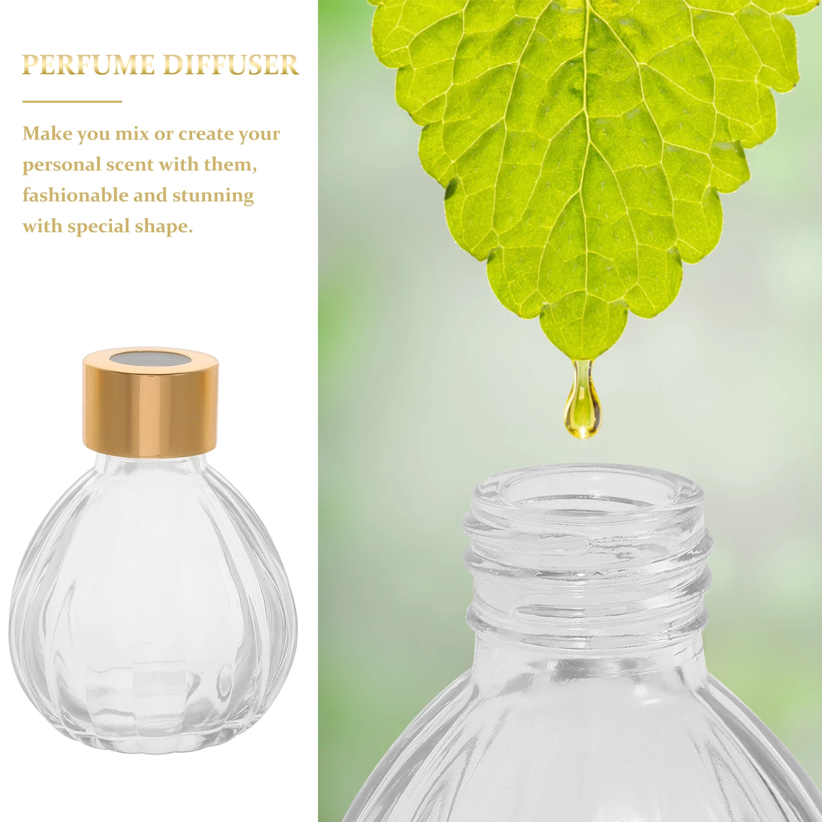 

2Pcs Transparent Aroma Bottle Essential Oil Glass Multi Purpose Home Vanity Table Decoration Diffuser Bottle Diffuser Glass