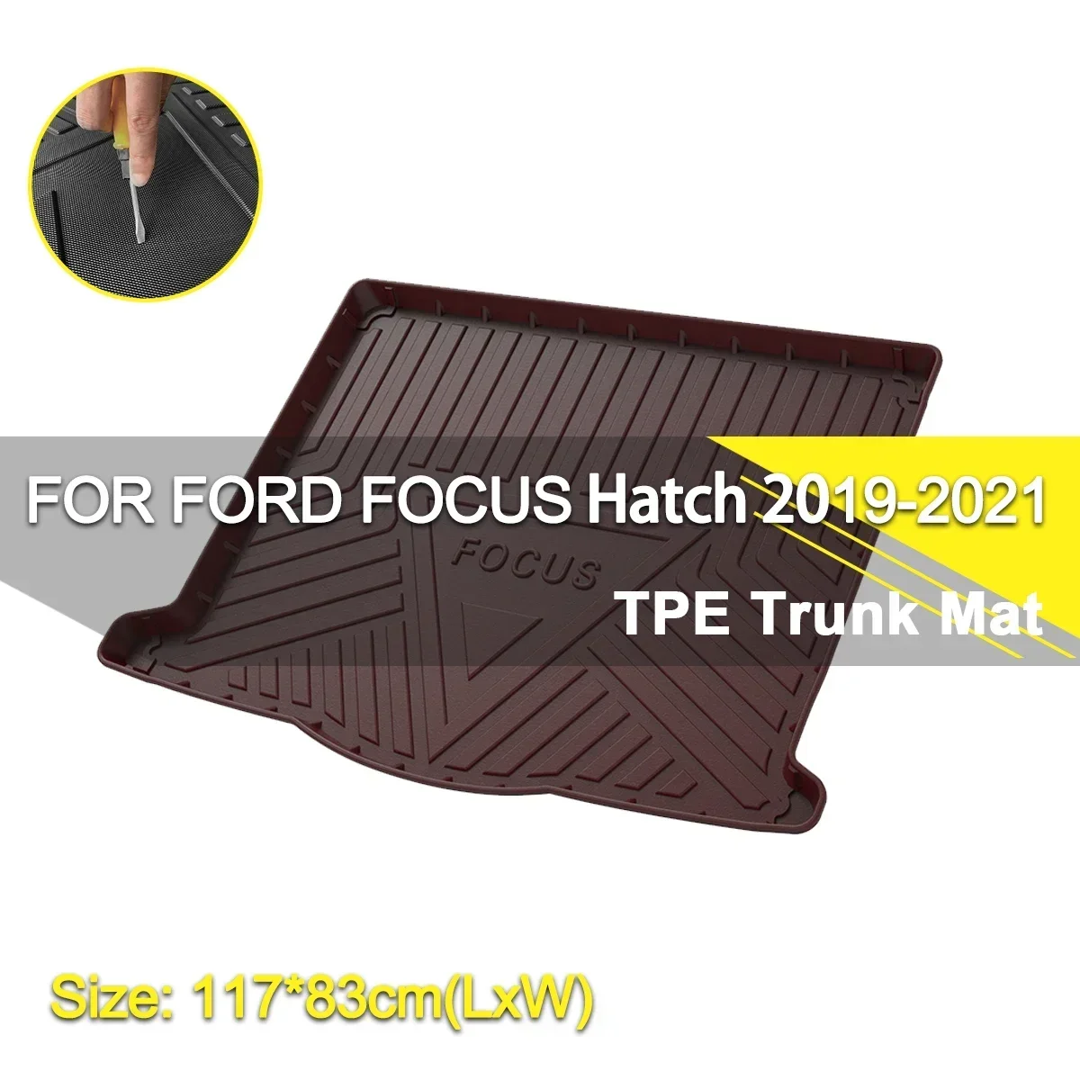 

Car Rear Trunk Cover Mat Waterproof Non-Slip Rubber TPE Cargo For Ford FOCUS TERRITORY ECOSPORT EDGE ESCORT MONDEO KUGA Fiesta