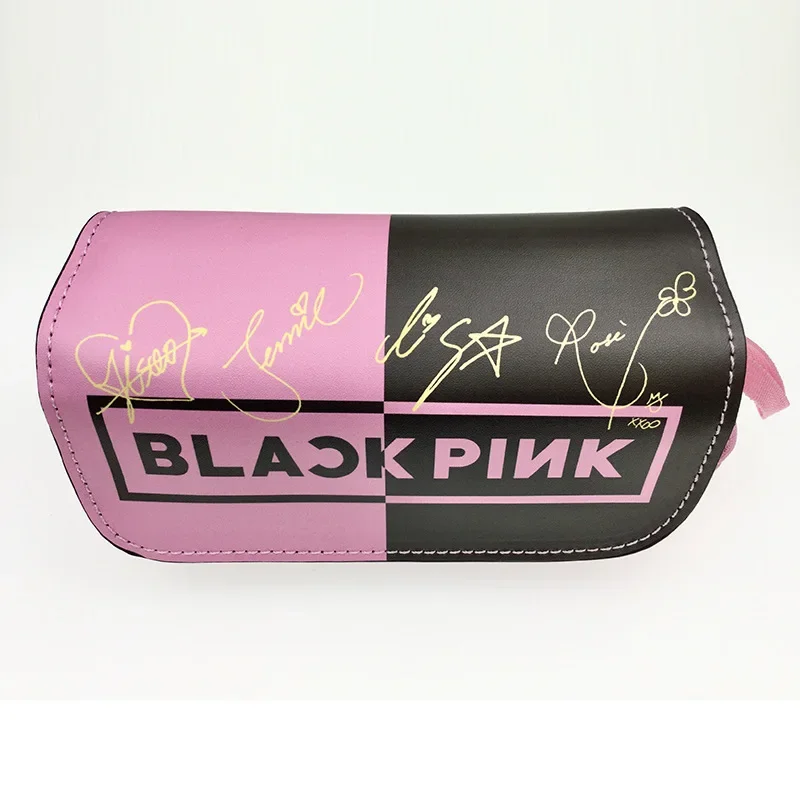 Pinks Kpop-Blacks  pencil case 21cm Pencilcases Pen Holder for Student Large Storage Bags School Supplies Zipper Stationery