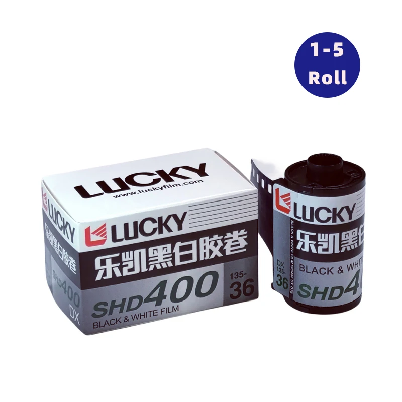 RollsCHINA LUCKY 135 흑백 필름, SHD400 36 매, DX 코드 ISO 400 (만료일: 2027), 1/3/5