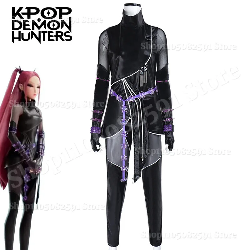 2026 Black Suit Women Girls Mira Zoey Rumi Cosplay Costume Kpop for Demon Hunters Halloween Rumi Battle Suit Huntrix Cosplay - Image 5
