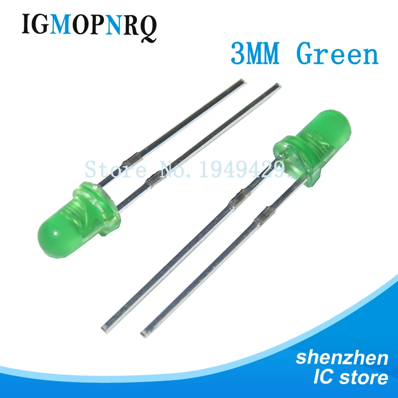 100PCS/Lot 3MM LED Diode Round Green Color Light Lamp F3 DIP Highlight