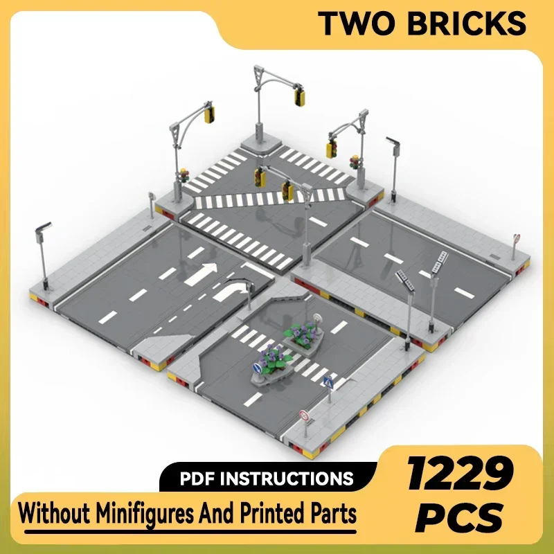 Stad Street View Model Moc Bouwstenen Urban Road Systeem Technologie Modulaire Blokken Geschenken Kerst Speelgoed DIY Sets Montage