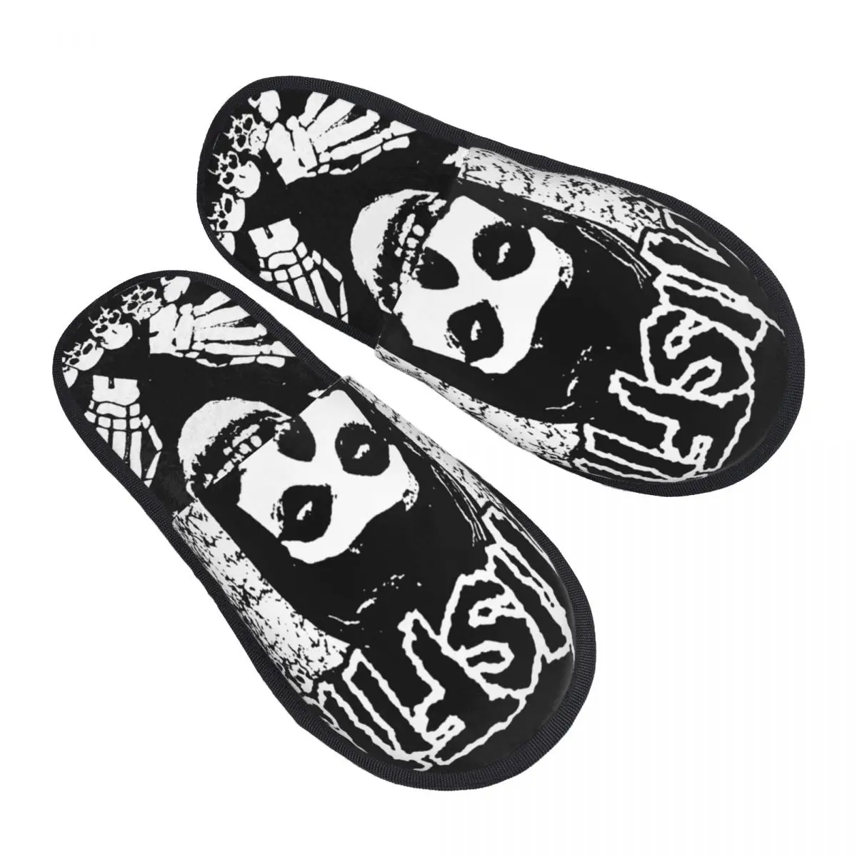 Custom Print Women Punk Rock Band Misfits House Slippers Soft Warm Memory Foam Fluffy Slipper Indoor Outdoor Shoes