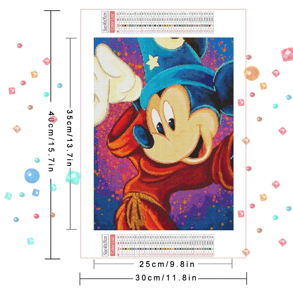 Disney diamentowy obraz myszka Mickey haft krzyżykowy zestaw do szycia ozdobna mozaika ścienna DIY prezent w pełni z okrągłych 30x40cm