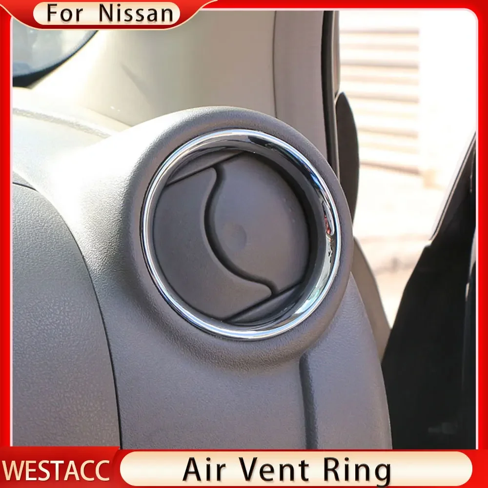 2PCs A/C Air Vent Outlet Ring for Nissan Micra March K13 Versa Sunny Almera Latio 2011-2017 Cover Trim Frame Sticker Accessories